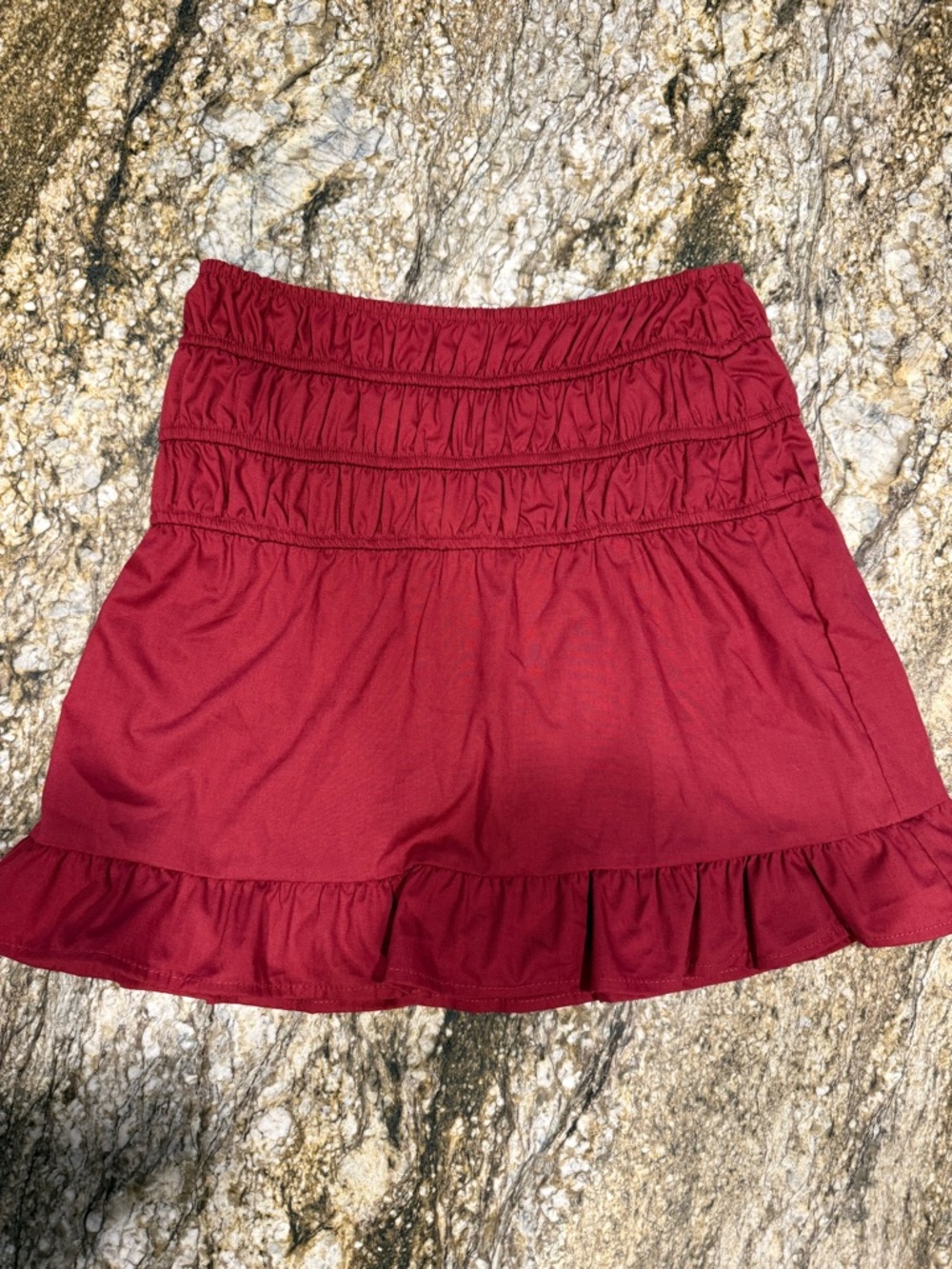 Le Lis Wine Red Elastic Waist Skirt